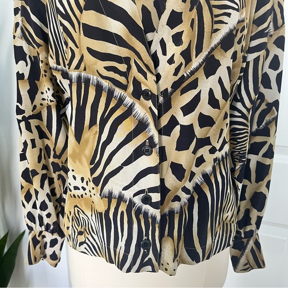 Vintage 1980’s Escada Silk Animal Print Blouse - Picture 3 of 12